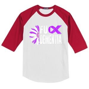 Fuck Detia Warrior Support Alzheimer's Awareness Ribbon Cute Gift Kids Colorblock Raglan Jersey