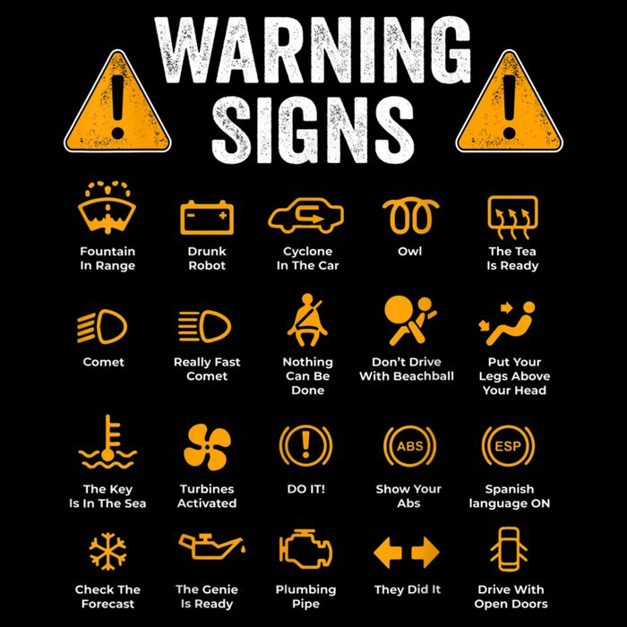 Funny Driving Warning Signs 101 Auto Mechanic Gift Driver Cooling Performance Crew T-Shirt