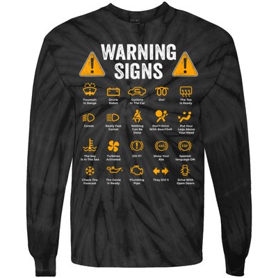 Funny Driving Warning Signs 101 Auto Mechanic Gift Driver Tie-Dye Long Sleeve Shirt