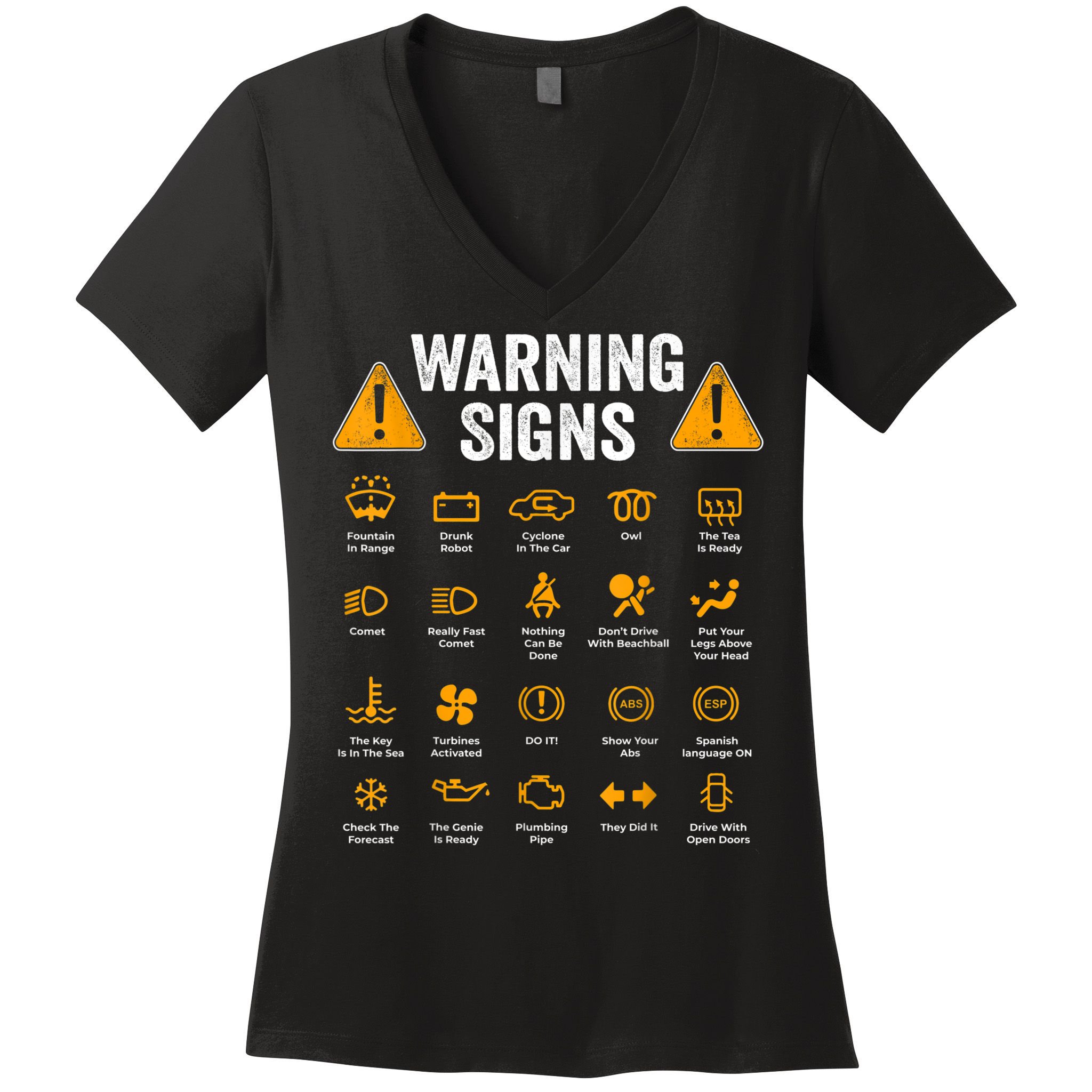 Funny Driving Warning Signs 101 Auto Mechanic Gift Driver Women's V-Neck T-Shirt