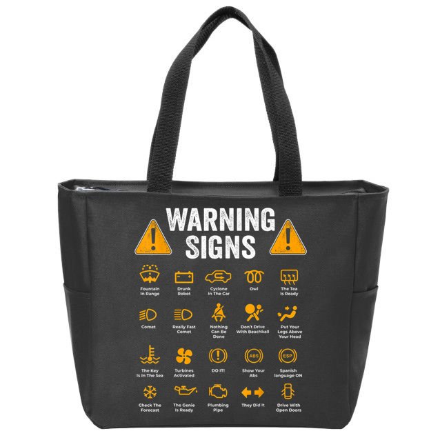 Funny Driving Warning Signs 101 Auto Mechanic Gift Driver Zip Tote Bag