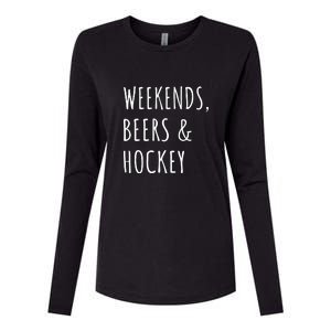 Father's Day Weekends, Beers And Hockey Gift Womens Cotton Relaxed Long Sleeve T-Shirt