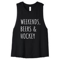 Father's Day Weekends, Beers And Hockey Gift Women's Racerback Cropped Tank