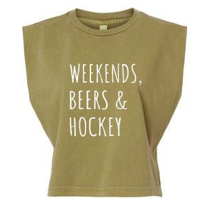 Father's Day Weekends, Beers And Hockey Gift Garment-Dyed Women's Muscle Tee