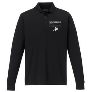 Funny Definition Wrestling Wrestler  Performance Long Sleeve Polo