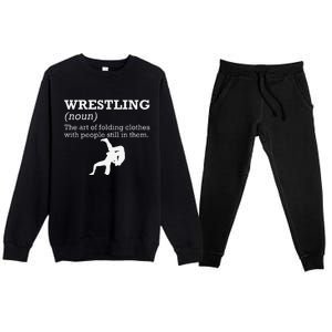 Funny Definition Wrestling Wrestler  Premium Crewneck Sweatsuit Set