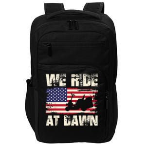 Father's Day We Ride At Dawn Lawnmower USA Flag Mowing Impact Tech Backpack