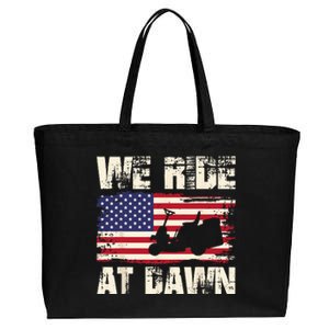 Father's Day We Ride At Dawn Lawnmower USA Flag Mowing Cotton Canvas Jumbo Tote