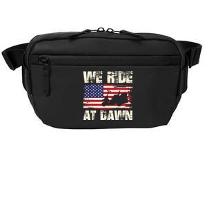 Father's Day We Ride At Dawn Lawnmower USA Flag Mowing Crossbody Pack