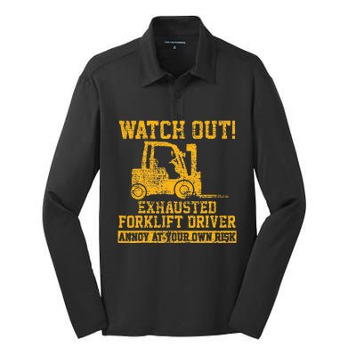 Forklift Driver Watch Out Gift Vintage Silk Touch Performance Long Sleeve Polo