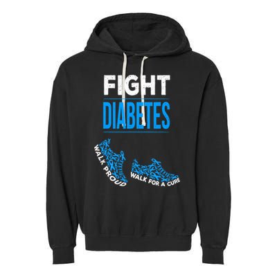 Fight Diabetes Walk For A Cure Awareness Ribbon T1D Type Garment-Dyed Fleece Hoodie