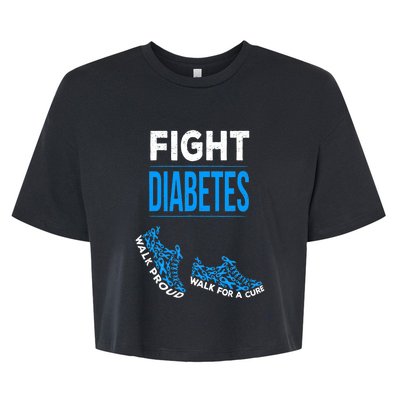 Fight Diabetes Walk For A Cure Awareness Ribbon T1D Type Bella+Canvas Jersey Crop Tee