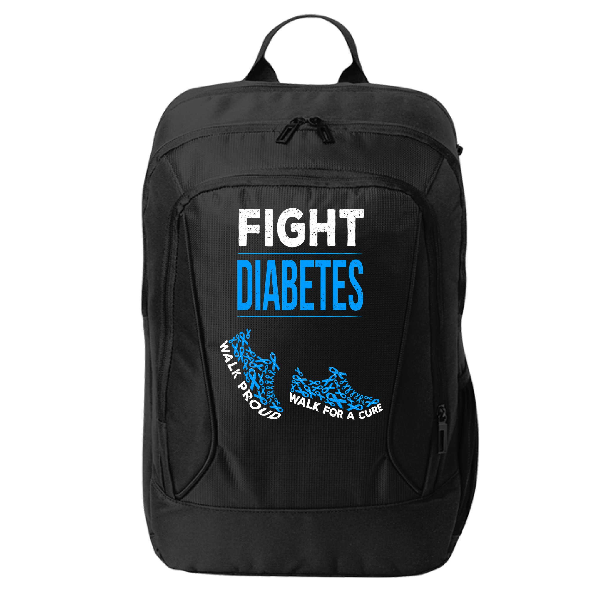 Fight Diabetes Walk For A Cure Awareness Ribbon T1D Type City Backpack