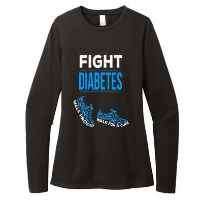 Fight Diabetes Walk For A Cure Awareness Ribbon T1D Type Womens CVC Long Sleeve Shirt