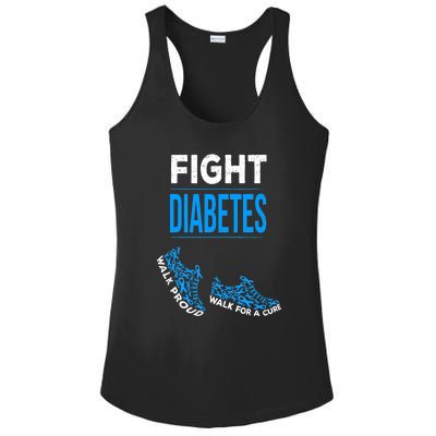 Fight Diabetes Walk For A Cure Awareness Ribbon T1D Type Ladies PosiCharge Competitor Racerback Tank