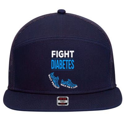 Fight Diabetes Walk For A Cure Awareness Ribbon T1D Type 7 Panel Mesh Trucker Snapback Hat