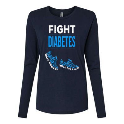 Fight Diabetes Walk For A Cure Awareness Ribbon T1D Type Womens Cotton Relaxed Long Sleeve T-Shirt