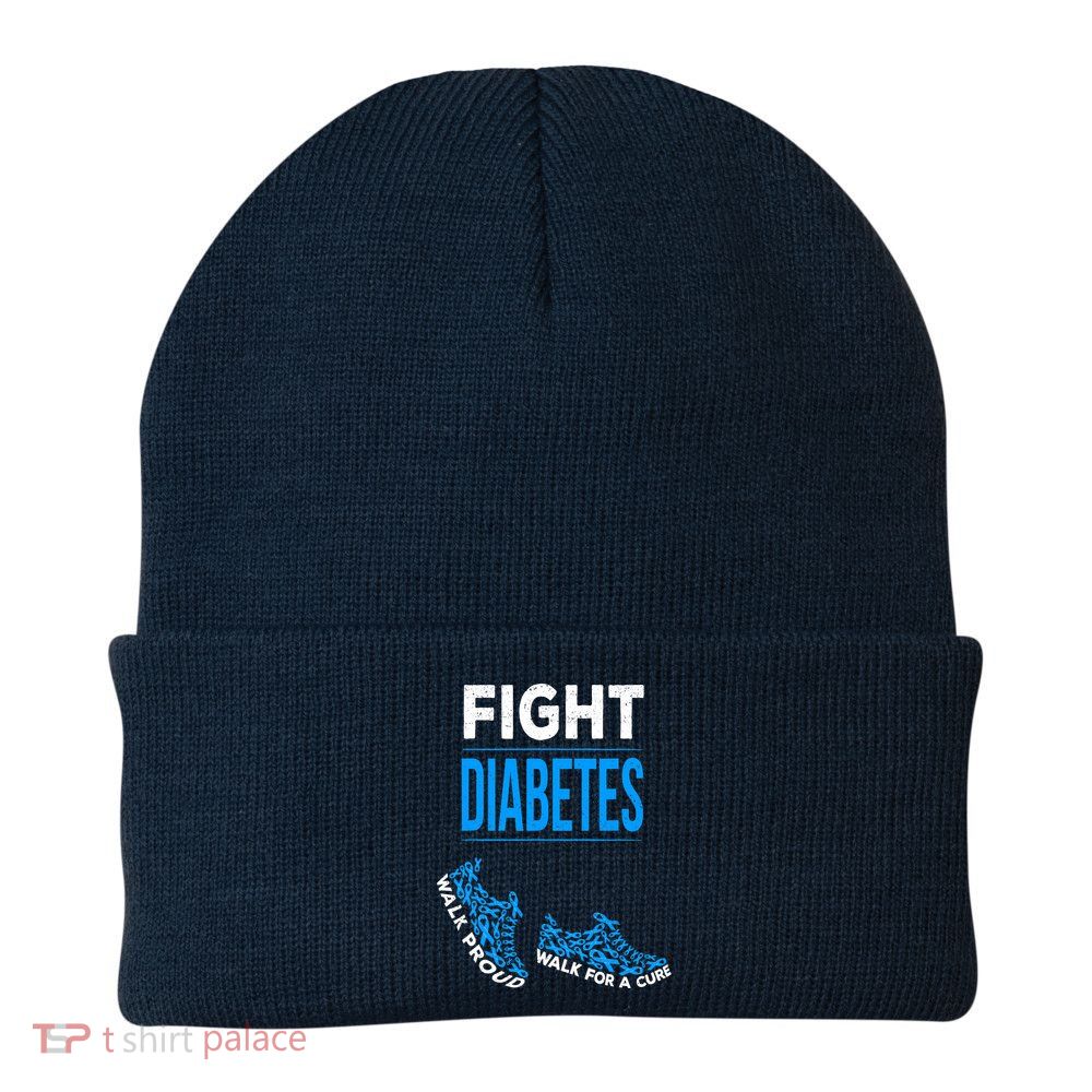 Fight Diabetes Walk For A Cure Awareness Ribbon T1D Type Beanie