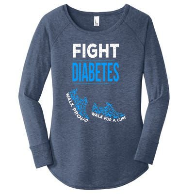 Fight Diabetes Walk For A Cure Awareness Ribbon T1D Type Women's Perfect Tri Tunic Long Sleeve Shirt