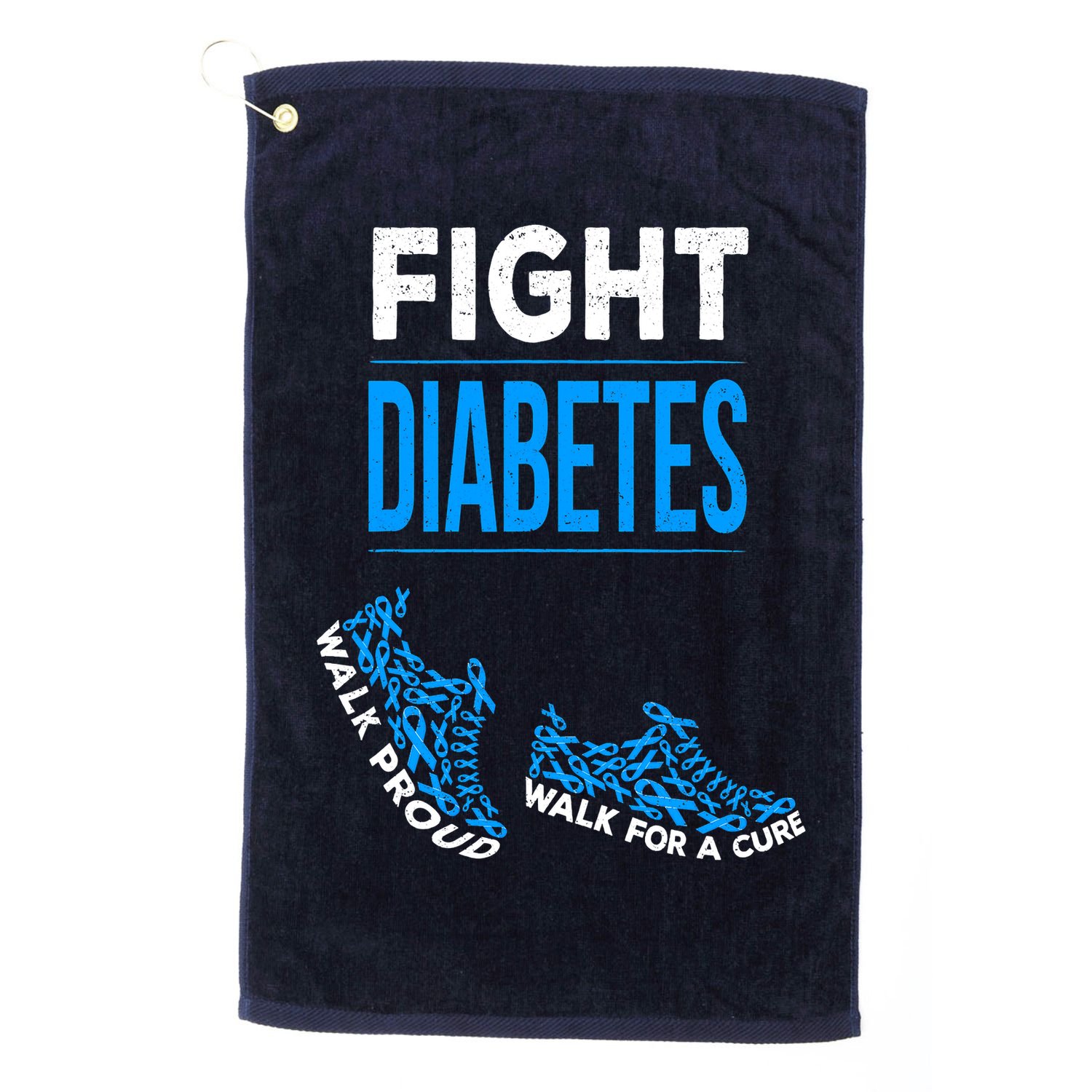 Fight Diabetes Walk For A Cure Awareness Ribbon T1D Type Golf Towel
