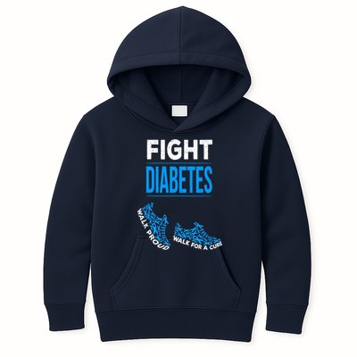 Fight Diabetes Walk For A Cure Awareness Ribbon T1D Type Kids Hoodie