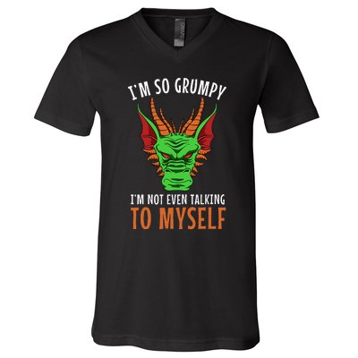 Funny Dragon Winged Fire Breathing Flying Mythical Creature V-Neck T-Shirt