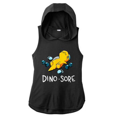 Funny Dinosaur Workout Gym Fitness Lifting Cute Dino Sore Ladies PosiCharge Tri-Blend Wicking Draft Hoodie Tank