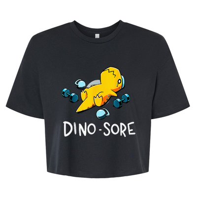 Funny Dinosaur Workout Gym Fitness Lifting Cute Dino Sore Bella+Canvas Jersey Crop Tee