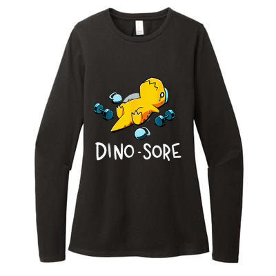 Funny Dinosaur Workout Gym Fitness Lifting Cute Dino Sore Womens CVC Long Sleeve Shirt