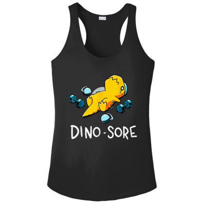 Funny Dinosaur Workout Gym Fitness Lifting Cute Dino Sore Ladies PosiCharge Competitor Racerback Tank