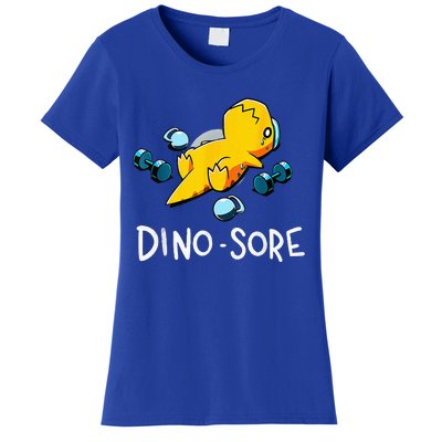 Funny Dinosaur Workout Gym Fitness Lifting Cute Dino Sore Women's T-Shirt