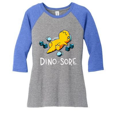 Funny Dinosaur Workout Gym Fitness Lifting Cute Dino Sore Women's Tri-Blend 3/4-Sleeve Raglan Shirt