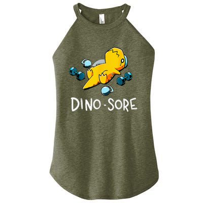 Funny Dinosaur Workout Gym Fitness Lifting Cute Dino Sore Women's Perfect Tri Rocker Tank