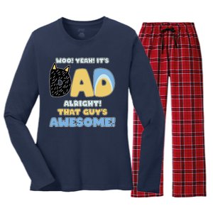 Fathers Day Woo Yeah Its Dad Alright That Guys Awesome Women's Long Sleeve Flannel Pajama Set 