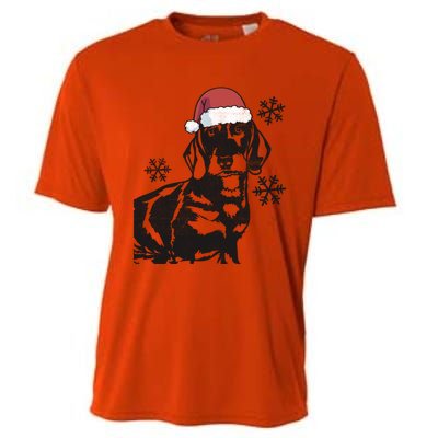 Funny Dachshund Weenie Christmas Santa Hat Xmas Mom Dad Great Gift Cooling Performance Crew T-Shirt