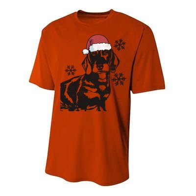 Funny Dachshund Weenie Christmas Santa Hat Xmas Mom Dad Great Gift Performance Sprint T-Shirt