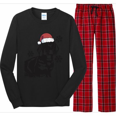 Funny Dachshund Weenie Christmas Santa Hat Xmas Mom Dad Great Gift Long Sleeve Pajama Set