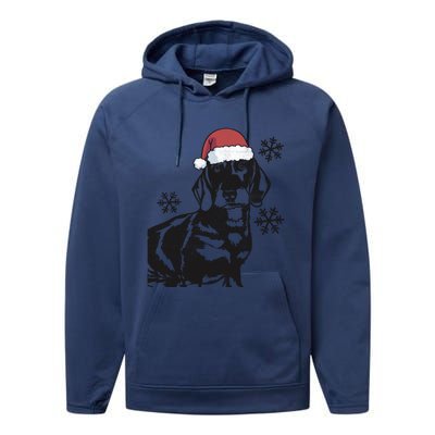 Funny Dachshund Weenie Christmas Santa Hat Xmas Mom Dad Great Gift Performance Fleece Hoodie