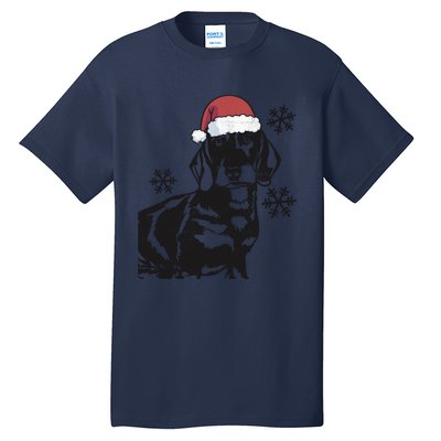 Funny Dachshund Weenie Christmas Santa Hat Xmas Mom Dad Great Gift Tall T-Shirt