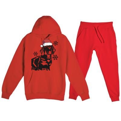 Funny Dachshund Weenie Christmas Santa Hat Xmas Mom Dad Great Gift Premium Hooded Sweatsuit Set