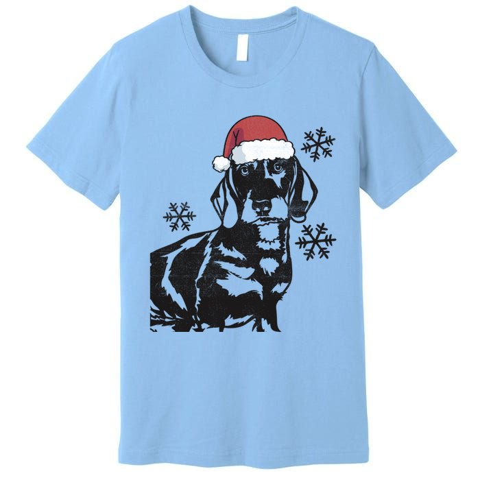 Funny Dachshund Weenie Christmas Santa Hat Xmas Mom Dad Great Gift Premium T-Shirt