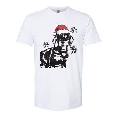 Funny Dachshund Weenie Christmas Santa Hat Xmas Mom Dad Great Gift Softstyle CVC T-Shirt