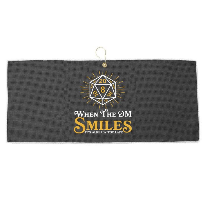 Funny DnD When The DM Smiles It's Already Too Late Large Microfiber Waffle Golf Towel
