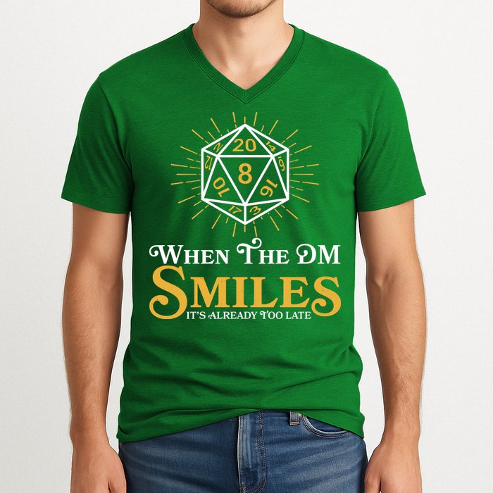 Funny DnD When The DM Smiles It's Already Too Late V-Neck T-Shirt