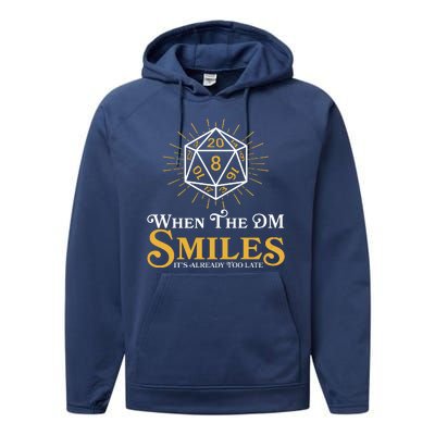 Funny DnD When The DM Smiles It's Already Too Late Performance Fleece Hoodie