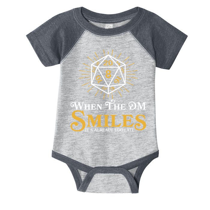 Funny DnD When The DM Smiles It's Already Too Late Infant Baby Jersey Bodysuit