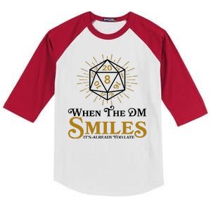 Funny DnD When The DM Smiles It's Already Too Late Kids Colorblock Raglan Jersey