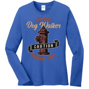 Funny Dog Walker Gift Graphic Walking The Dogs Funny Gift Ladies Long Sleeve Shirt