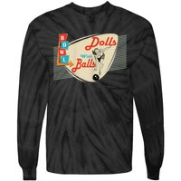 Funny Dolls With Balls Vintage Gift Funny Retro Matching Bowling Team Gift Tie-Dye Long Sleeve Shirt