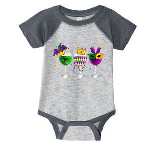 Funny Drinking Wine Mardi Gras Glass Of Wine Infant Baby Jersey Bodysuit